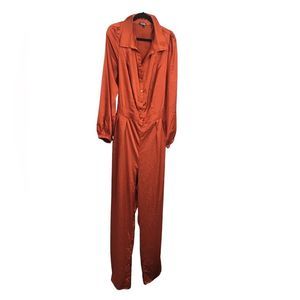 Curvy Sense Women’s Long Sleeve Silky Dressy Bronze Fall Jumpsuit Size 2X